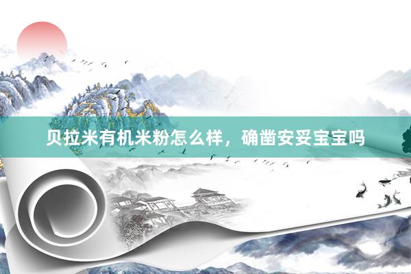 贝拉米有机米粉怎么样，确凿安妥宝宝吗